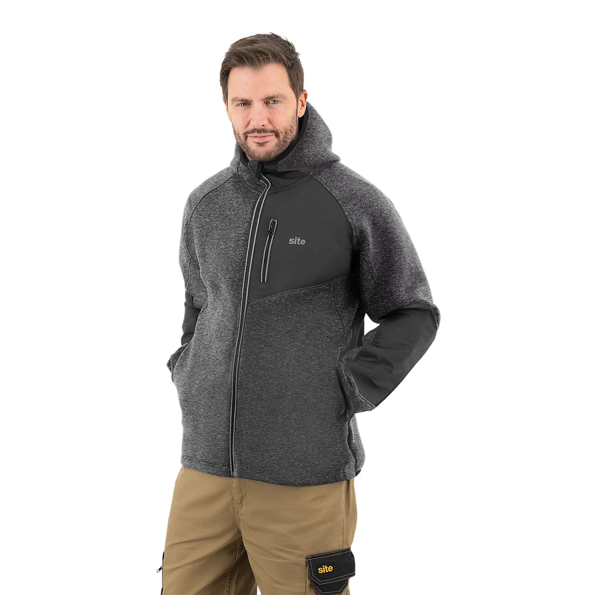 Site Suter Hooded Sweatshirt Grey Black XL Workwear Pullover Hoodie - Image 6