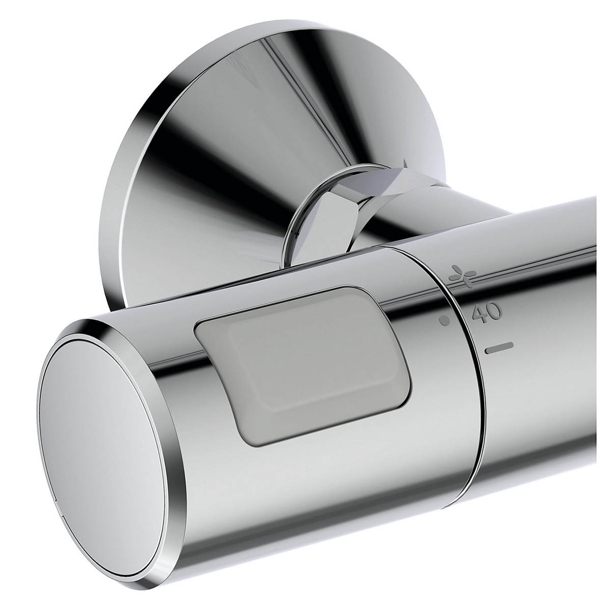 Mixer Shower Thermostatic Dual Round Head Chrome Effect Gloss Exposed Valve - Image 2