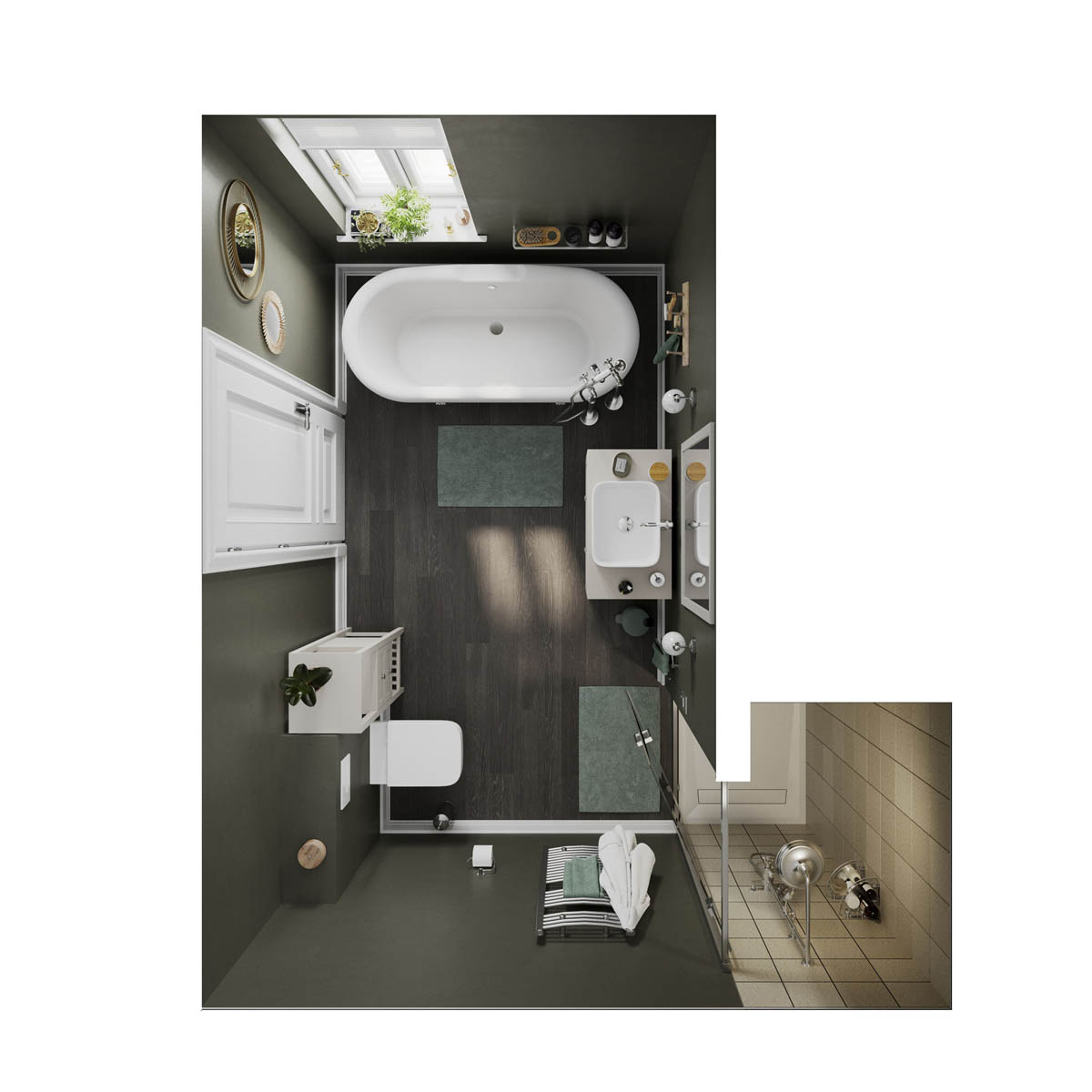 Bath Filler Tap Mono Mixer With Hand Held Set Chrome Floor Mounted Cross Head - Image 4