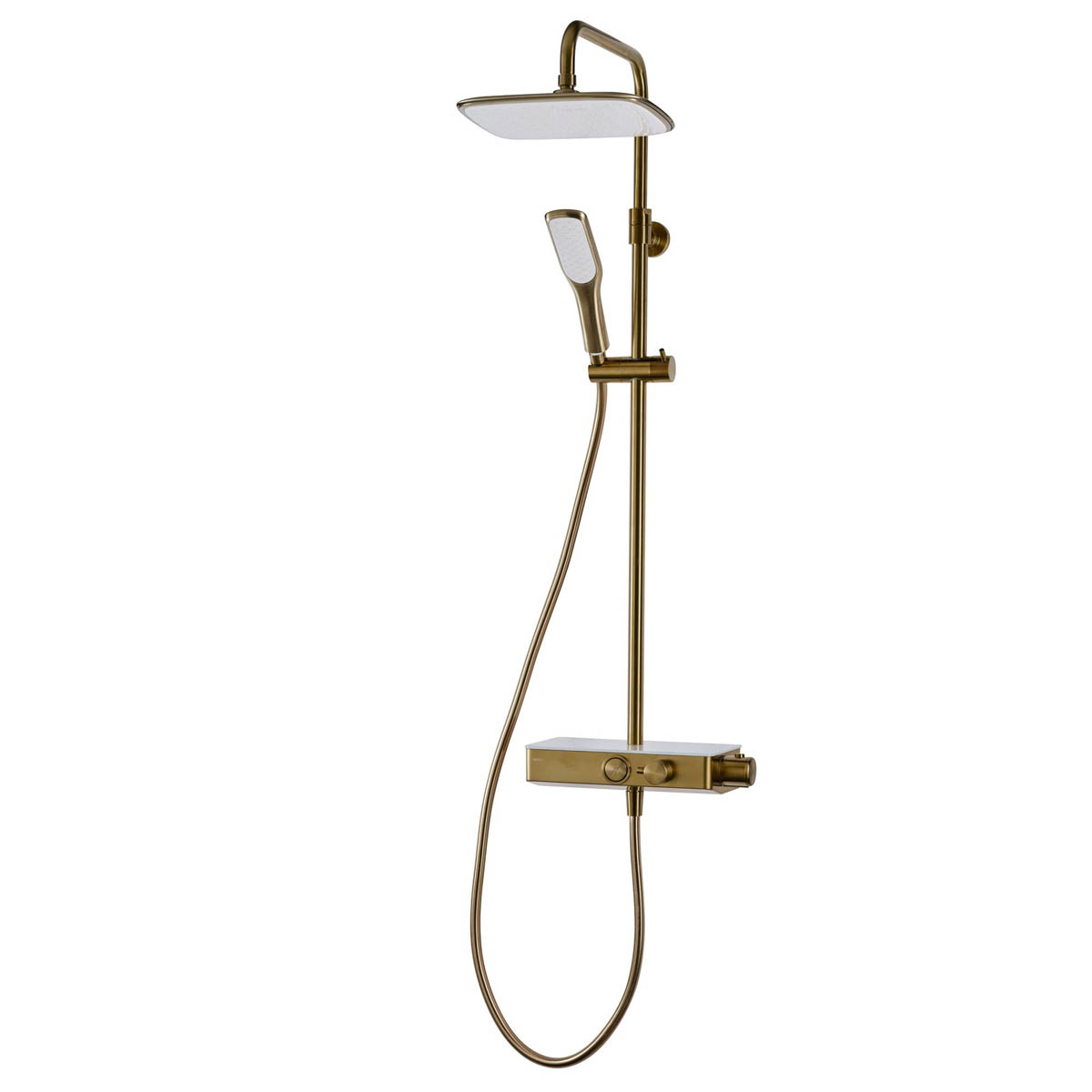 Triton Thermostatic Mixer Shower Matt Gold Effect Single Spray Pattern Twin Head - Image 1