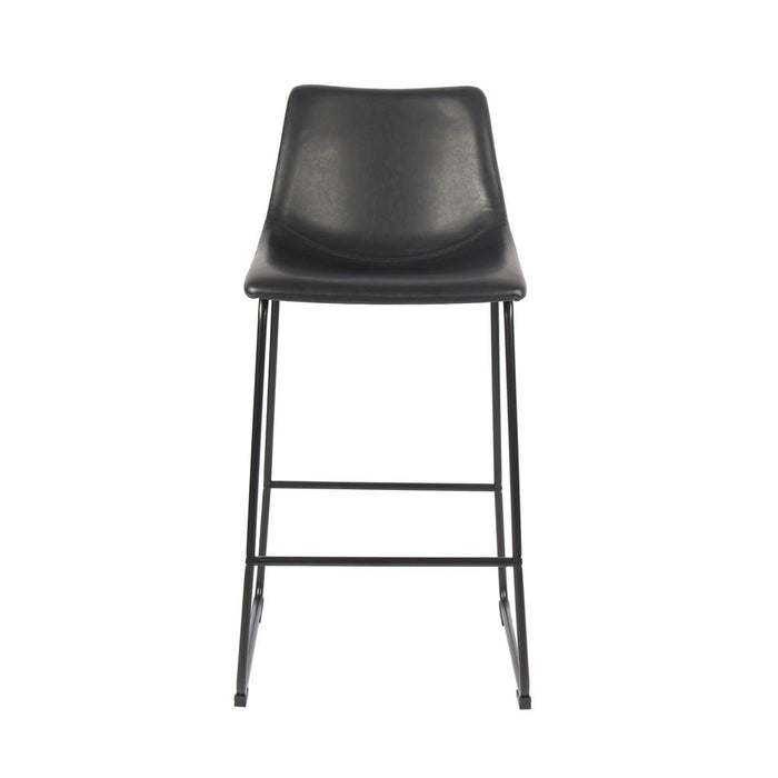 GoodHome Bar Stool Black Padded Footrest Kitchen Breakfast Chair Steel Base - Image 2