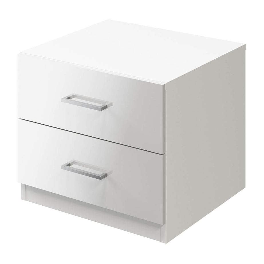 Atomia Bedside Table Freestanding Gloss White 2 Drawer (H)429 (W)500 (D)466mm - Image 1