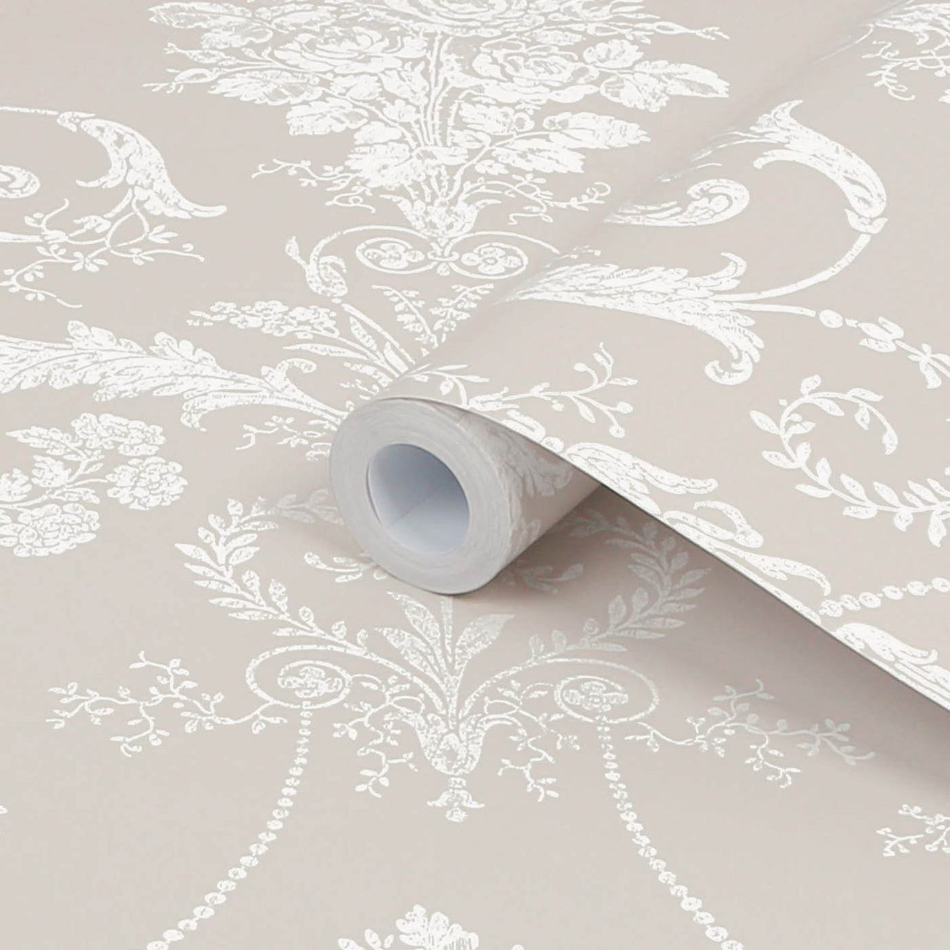 Laura Ashley Wallpaper Damask White Dove Grey Matt Smooth Washable 5.2m² - Image 4