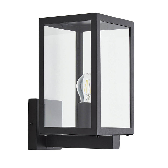 Outdoor Wall Light LED Zinc Matt Black Clear Glass Box Lantern (Dia)16cm - Image 2