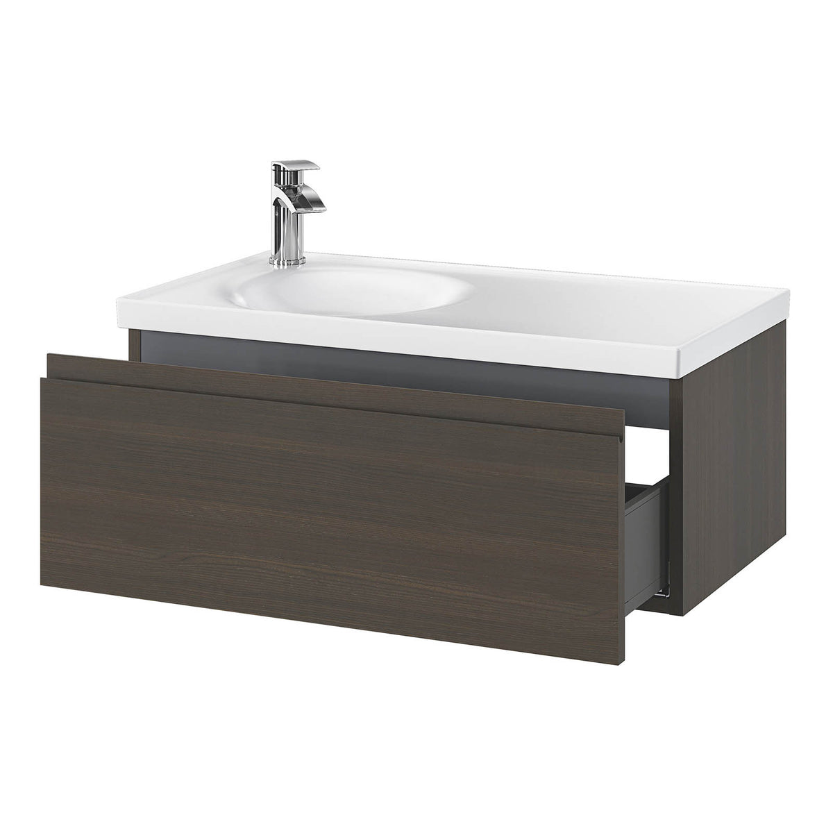 Bathroom Cabinet Kentia Walnut Veneer Wall Mounted Storage Vanity Unit Furniture - Image 4