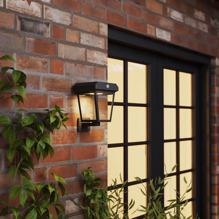 GoodHome Tamaria Non-adjustable Black Solar-powered Integrated LED PIR With motion sensor Outdoor Wall light - Image 2