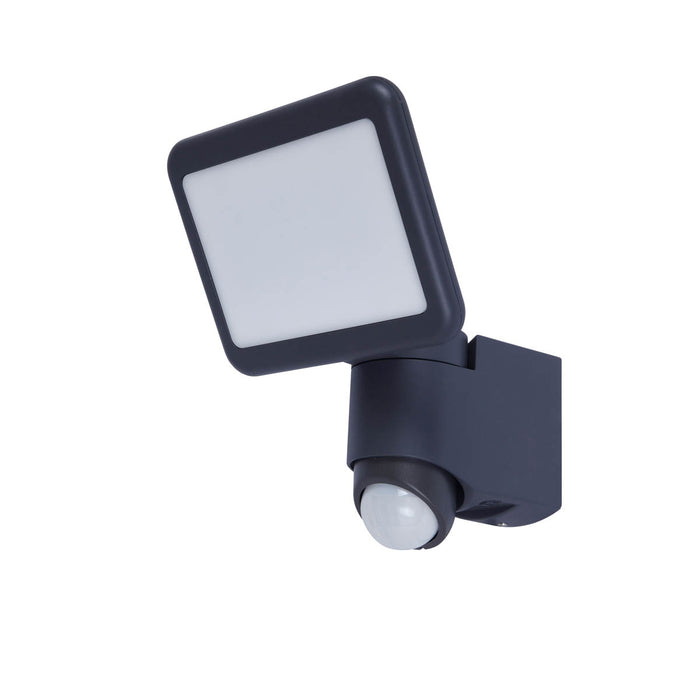 Outdoor Floodlight Integrated LED PIR Plastic Grey Adjustable White Light - Image 1