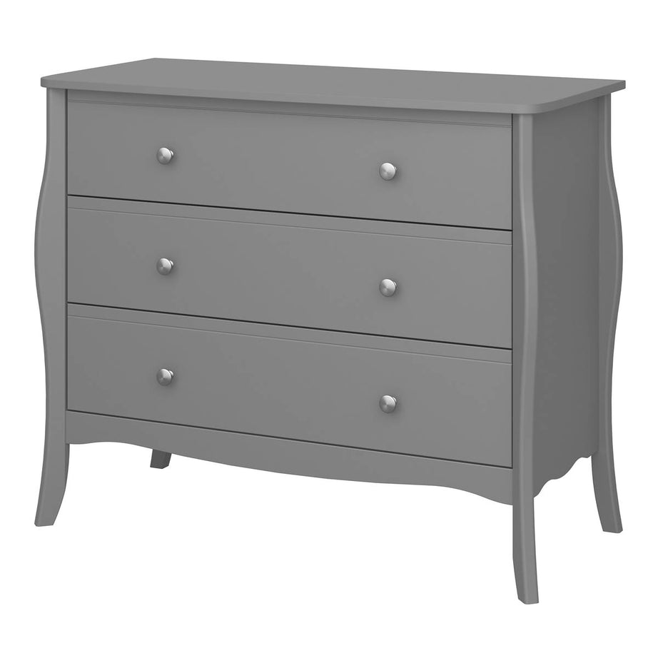Chest of Drawers Wide 3 Drawer Satin Grey French Chic (H)800mm (W)965mm (D)450mm - Image 1