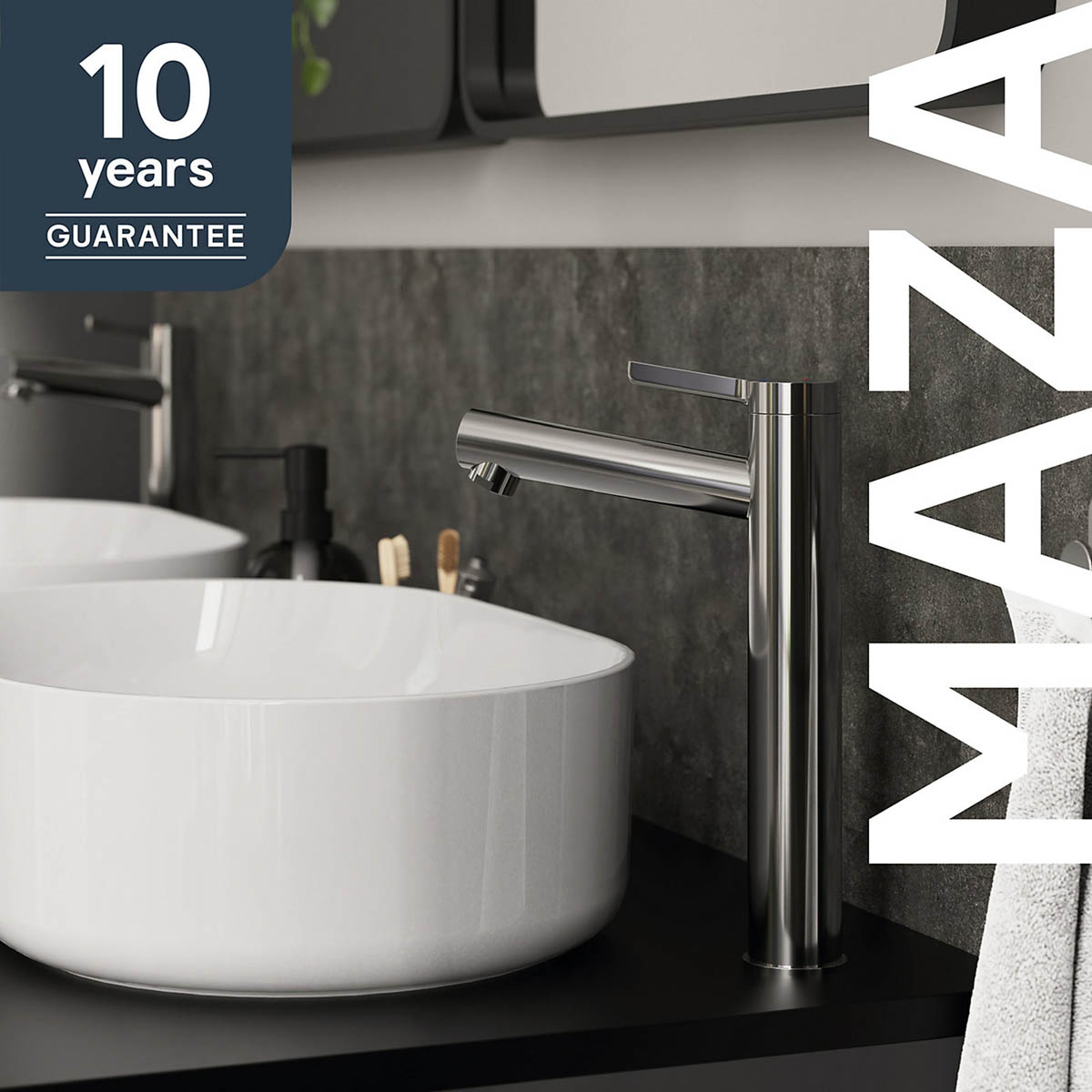 Bathroom Basin Tap Mixer Chrome Tall Single Lever Ceramic Cartridge Faucet - Image 2