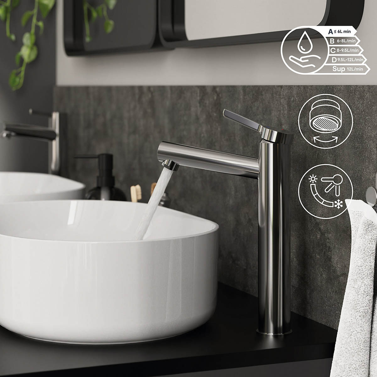 Bathroom Basin Tap Mixer Chrome Tall Single Lever Ceramic Cartridge Faucet - Image 4