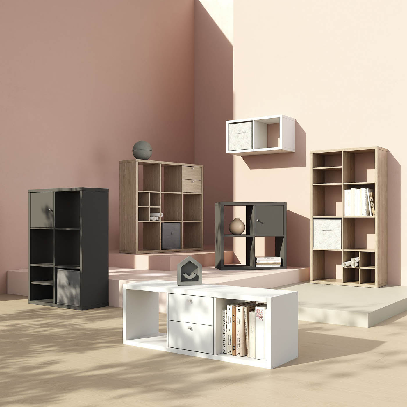 Bookshelf Storage Unit 3 Tier White Rectangular Display Stand (H)1080mm (W)389mm - Image 3