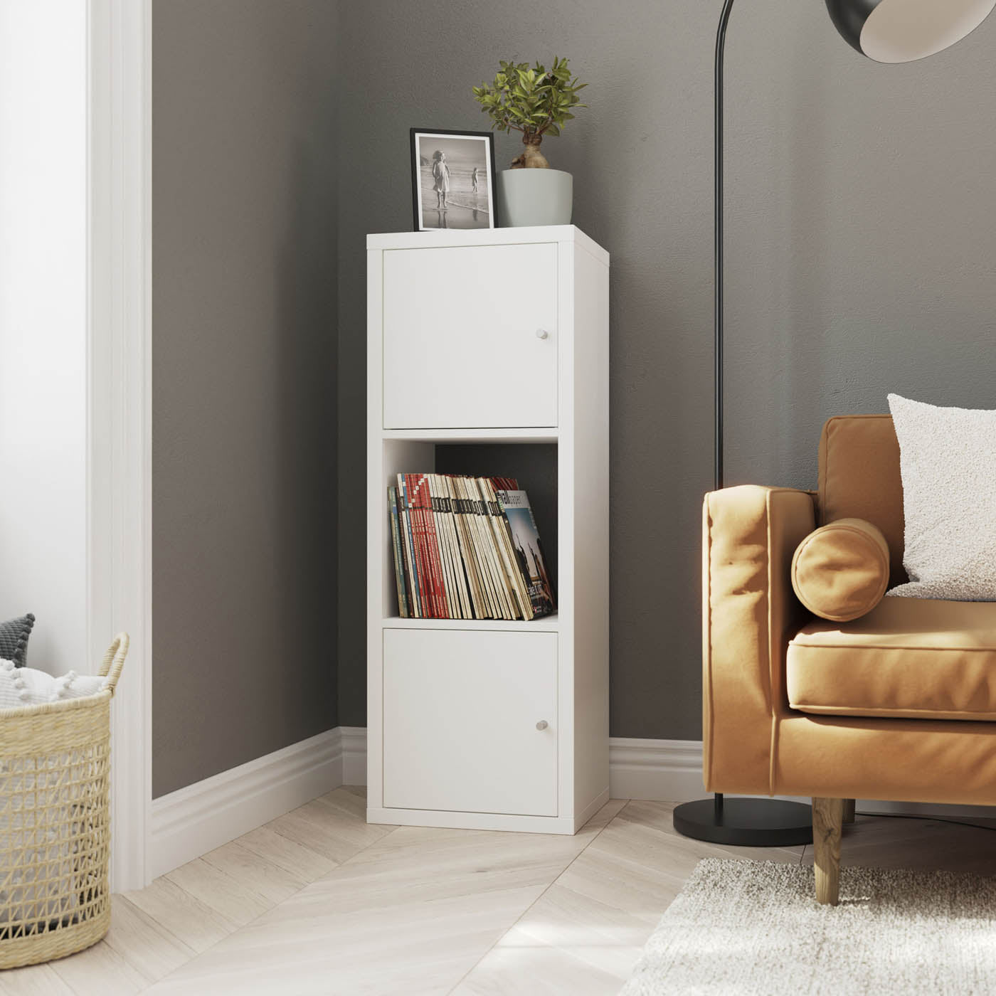 Bookshelf Storage Unit 3 Tier White Rectangular Display Stand (H)1080mm (W)389mm - Image 5