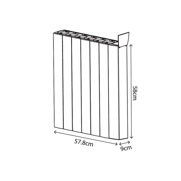 Electric Panel Heater Radiator White Programmable Thermostatic 1500W H580xW578mm - Image 2