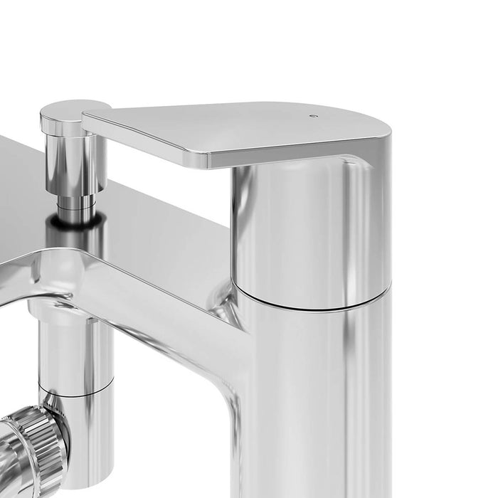 Bath Mixer Tap With Hand Shower Gloss Chrome Effect Dual Lever Waterfall - Image 5