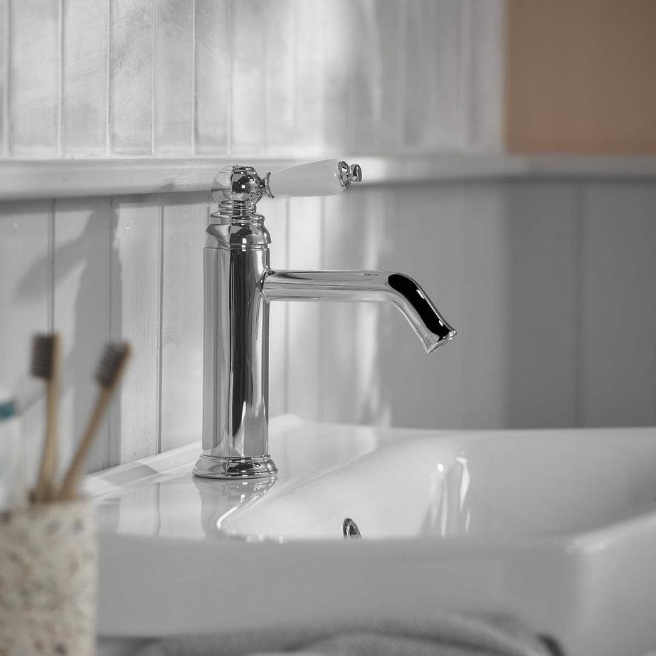 Bathroom Basin Tap Mono Mixer Chrome Single Lever Brass Traditional Faucet - Image 5