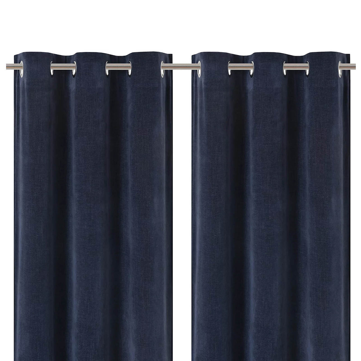 Arntzen Lined Eyelet Curtains Navy Woven Pair 167x183cm Thermal - Image 1