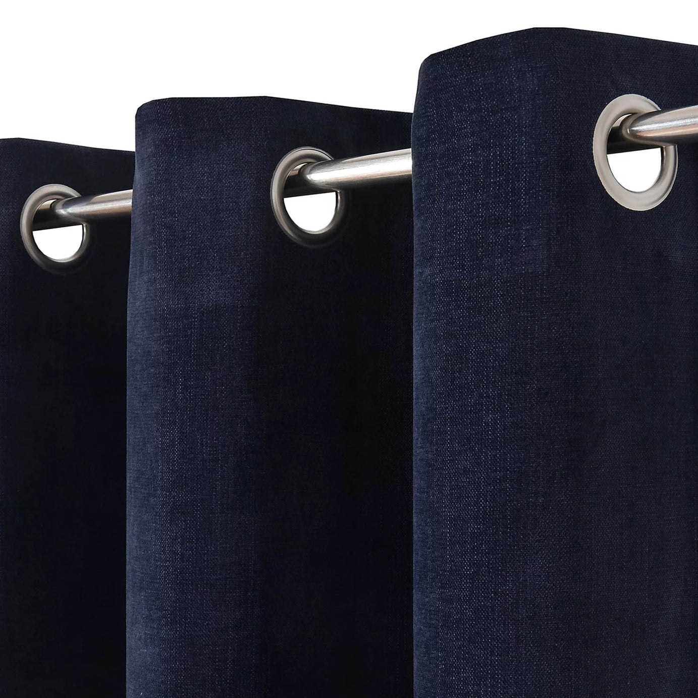Arntzen Lined Eyelet Curtains Navy Woven Pair 167x183cm Thermal - Image 6