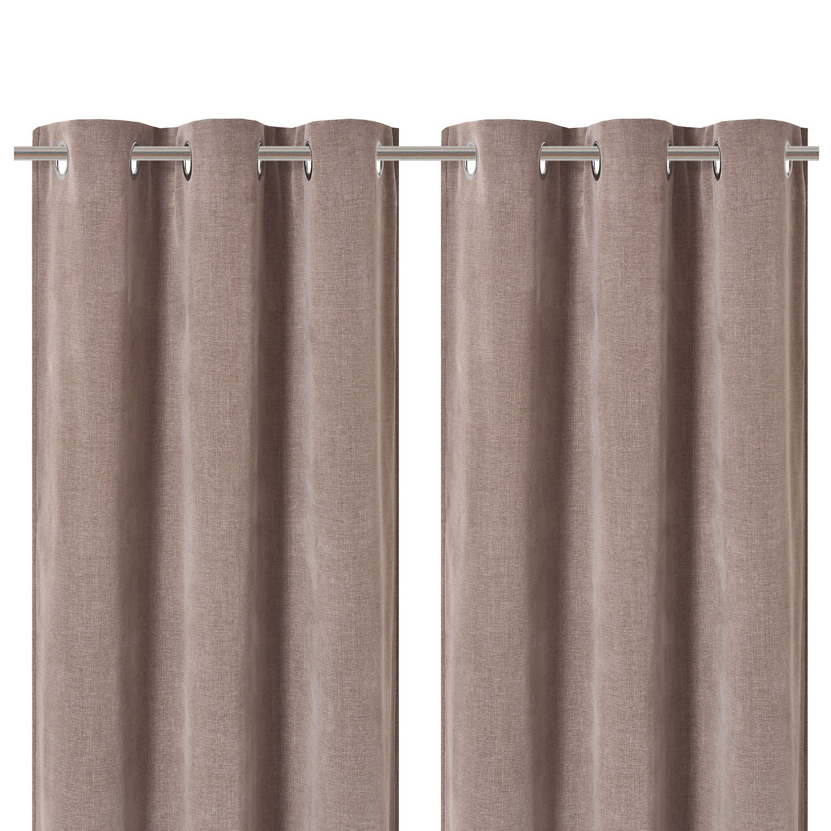 Curtain Pair Taupe Plain Woven Chenille Lined Eyelet Weighted (W)167cm (L)228cm - Image 4