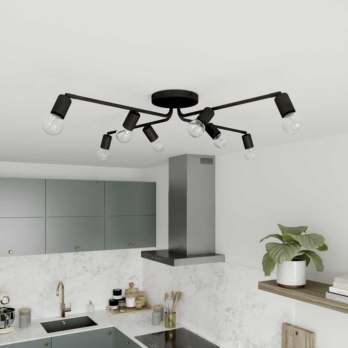 Ceiling Light Multi Arm Spiral Matt Black 8 Way Modern Dining Kitchen Adjustable - Image 3