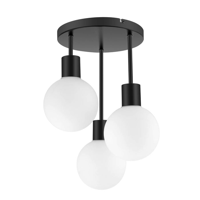 Ceiling Light Pendant 3 Lamp LED Frosted Glass Metal Matt Black Round Modern - Image 1