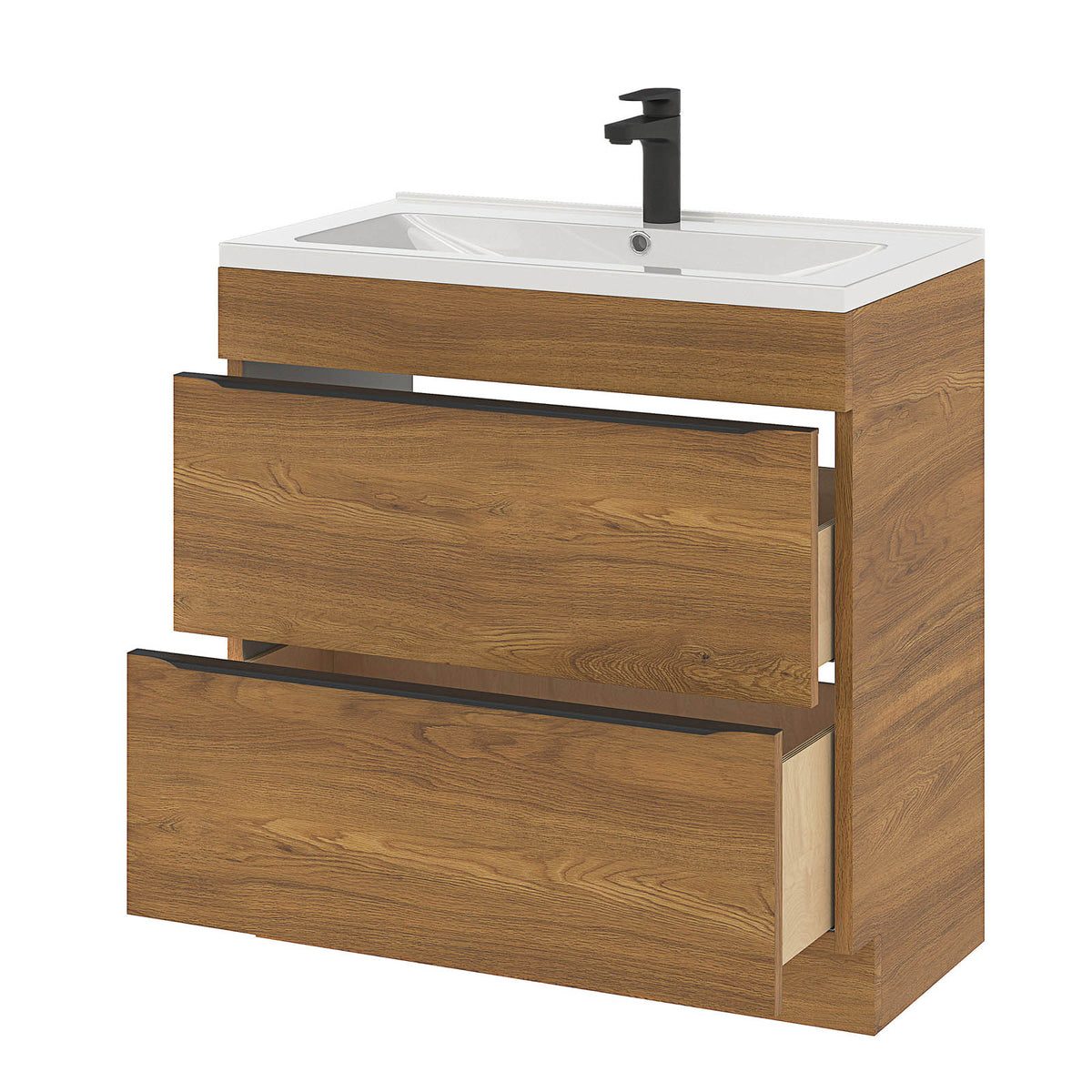 Bathroom Cabinet Vanity Unit Imandra Matt Walnut effect Freestanding Furniture - Image 3