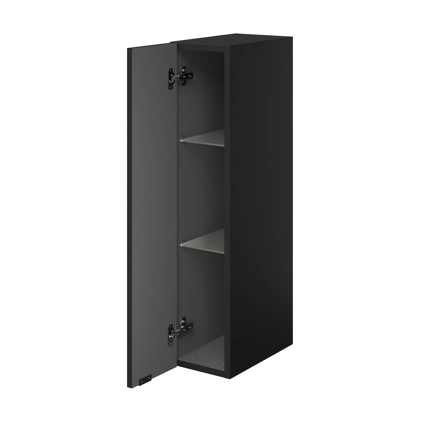Bathroom Single Wall Cabinet Deep Matt Black Soft Close (H)90cm (W)20cm - Image 5