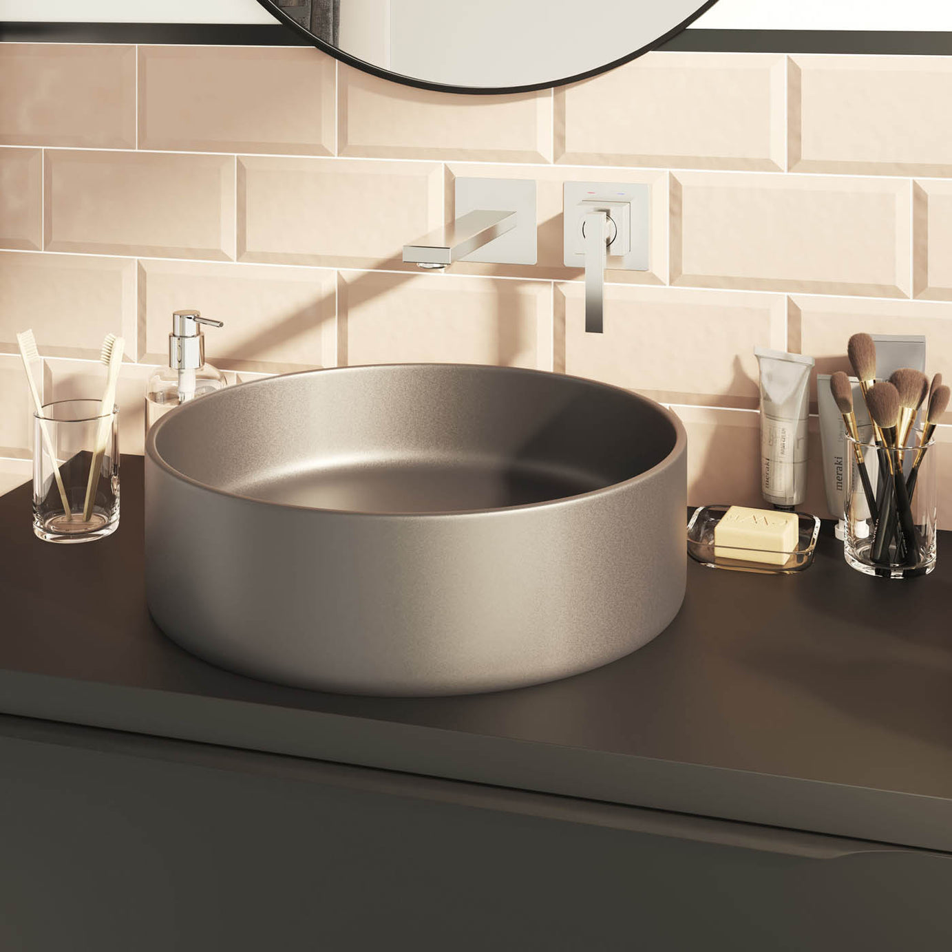 Imandra Bathroom Cabinet Under Sink Matt Black Wall-Mounted (H)600mm (W)800mm - Image 2
