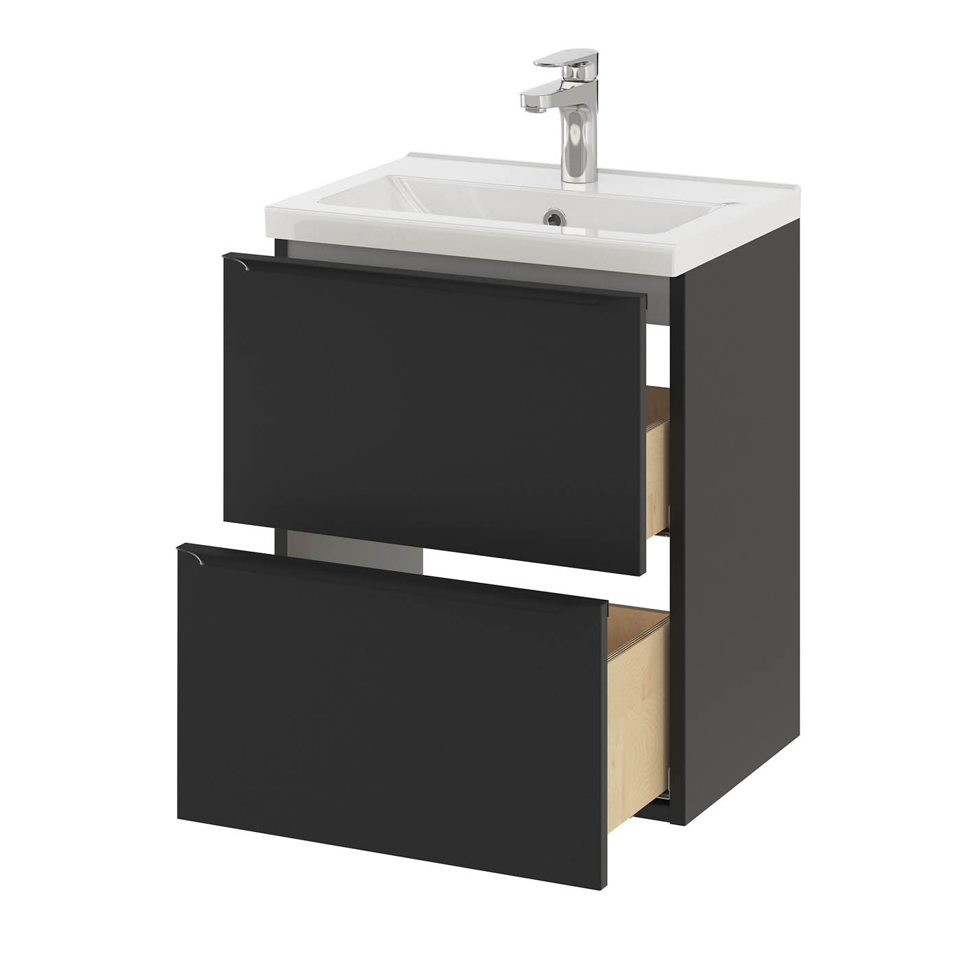 GoodHome Imandra Slimline Matt Black Wall-mounted Bathroom Cabinet H600mm W500mm - Image 6