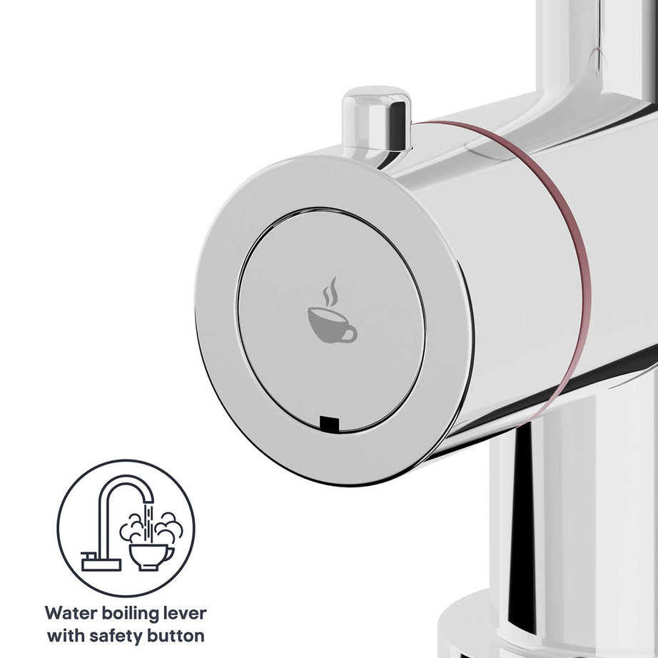 Boiling Water Kitchen Tap Mixer Chrome Double Lever Child Lock Modern Faucet - Image 9