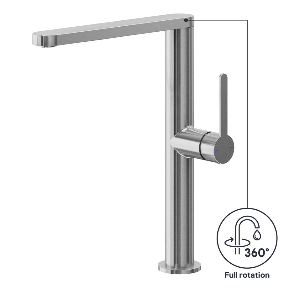 Kitchen Tap Mixer Stainless Steel Single Lever Swivel Spout Contemporary Faucet - Image 7