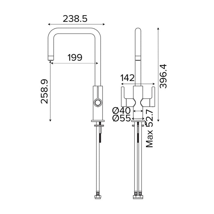 Kitchen Mixer Tap Stainless Steel Effect Dual Lever Swivel Spout Modern Gloss - Image 4