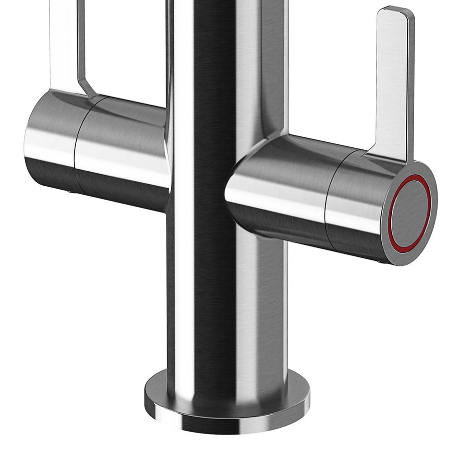 Kitchen Tap Mixer Stainless Steel Double Lever Swivel Spout Modern Faucet - Image 6