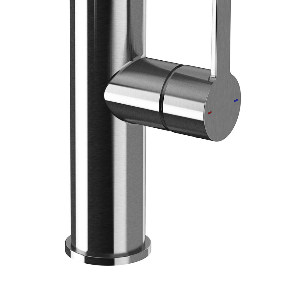 Kitchen Tap Mixer Stainless Steel Single Lever Spring Neck Swivel Spout Faucet - Image 4