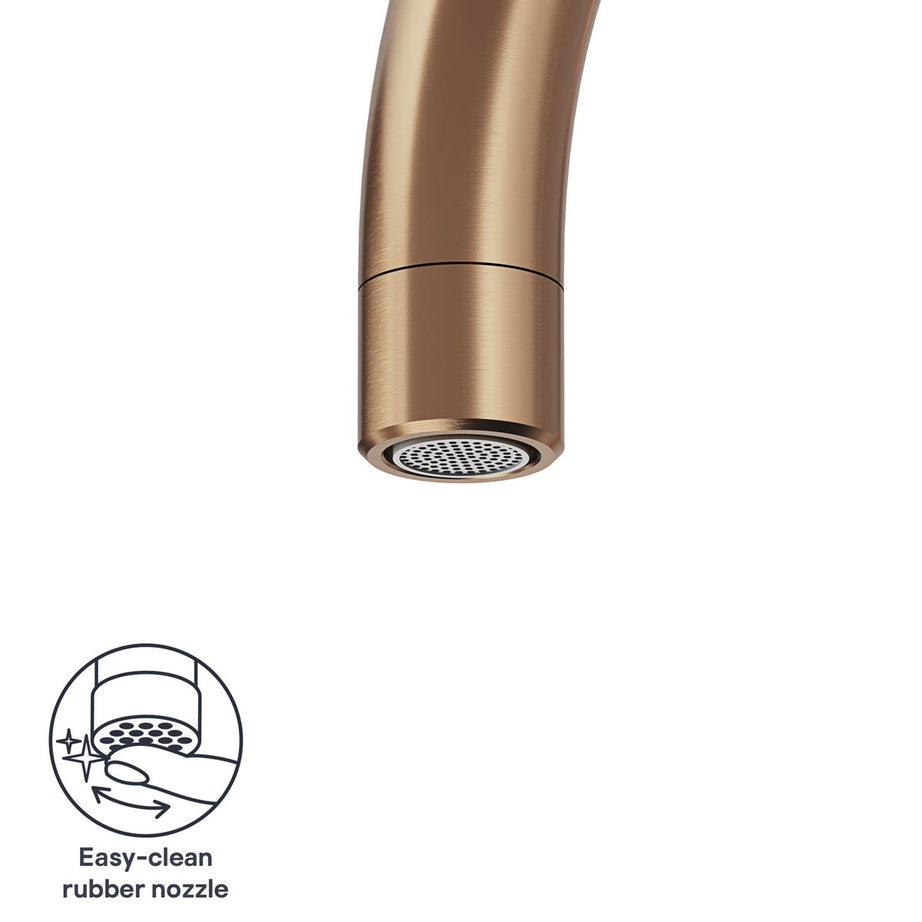 Kitchen MIxer Tap Copper Effect Twin Lever Faucet Swivel Spout Water Saving - Image 7