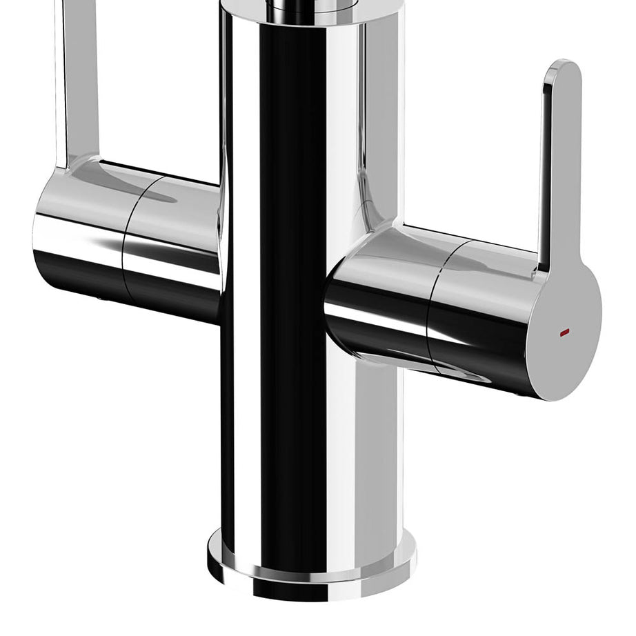 Kitchen Tap Mixer Chrome Dual Lever Swivel Spout Brass Steel Contemporary Faucet - Image 4