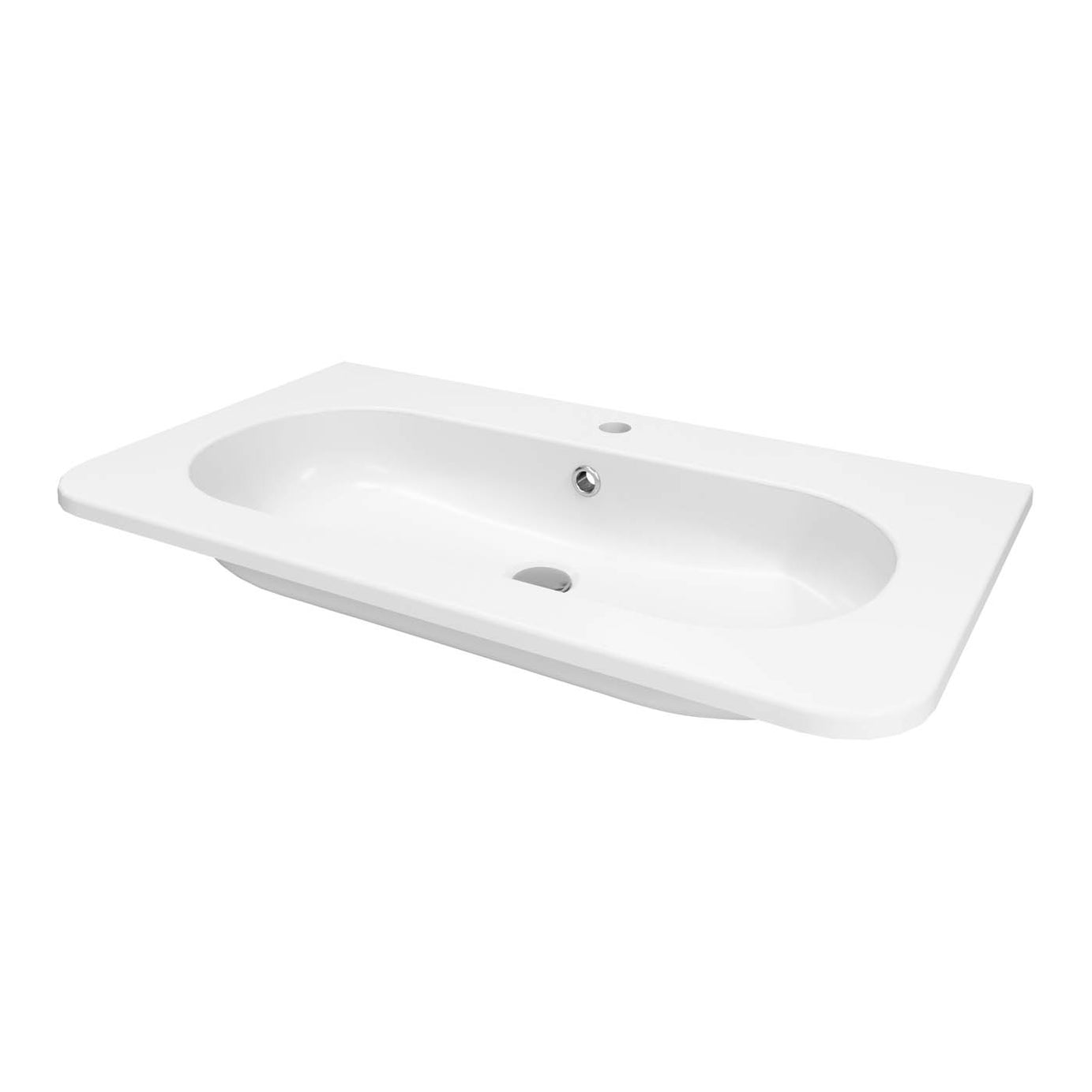 GoodHome Nevado Satin White Rectangular Vanity Basin (W)80.4cm - Image 1