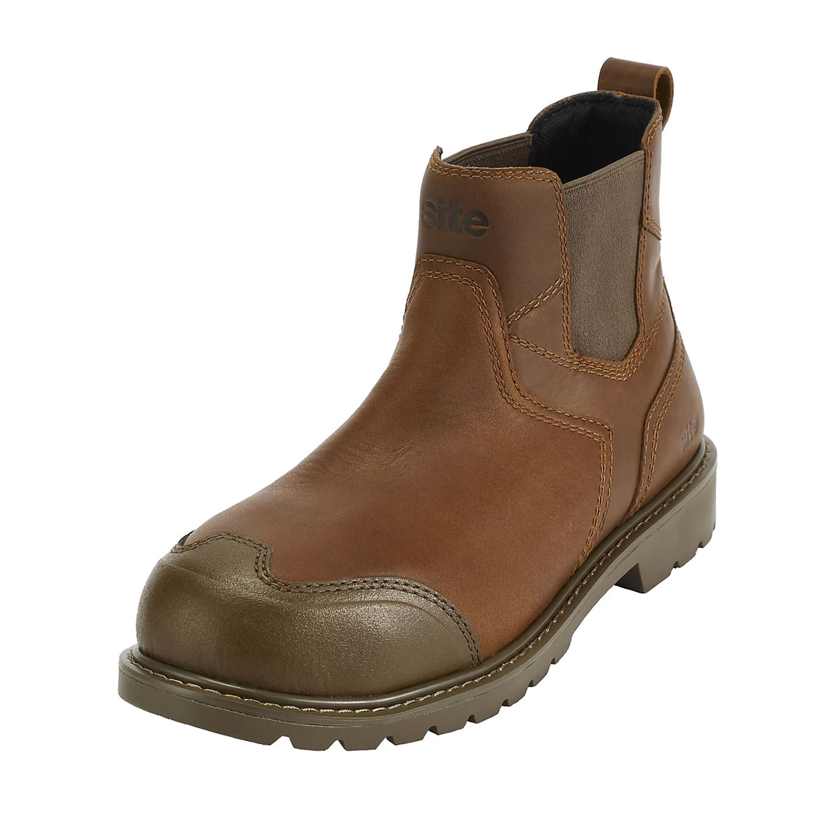 Site Dealer Boots Mens Brown Slip On Safety Work Steel Toe Size 9 Hallissey - Image 1