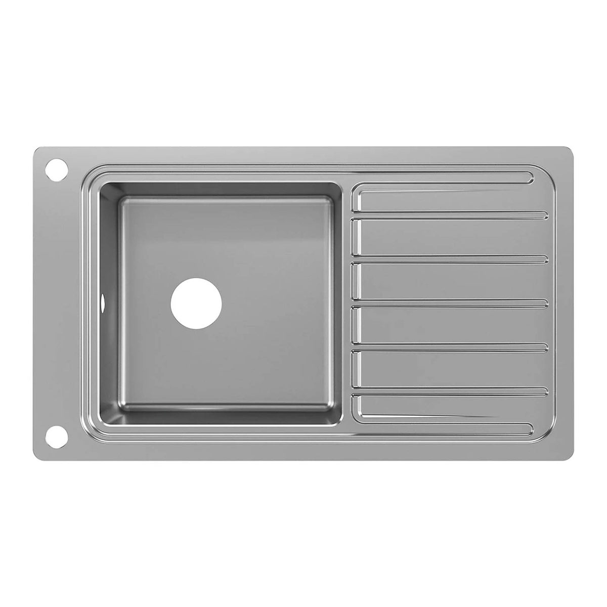 GoodHome Romesco 1 Bowl Sink Drainer Brushed Steel 510x880mm - Image 3
