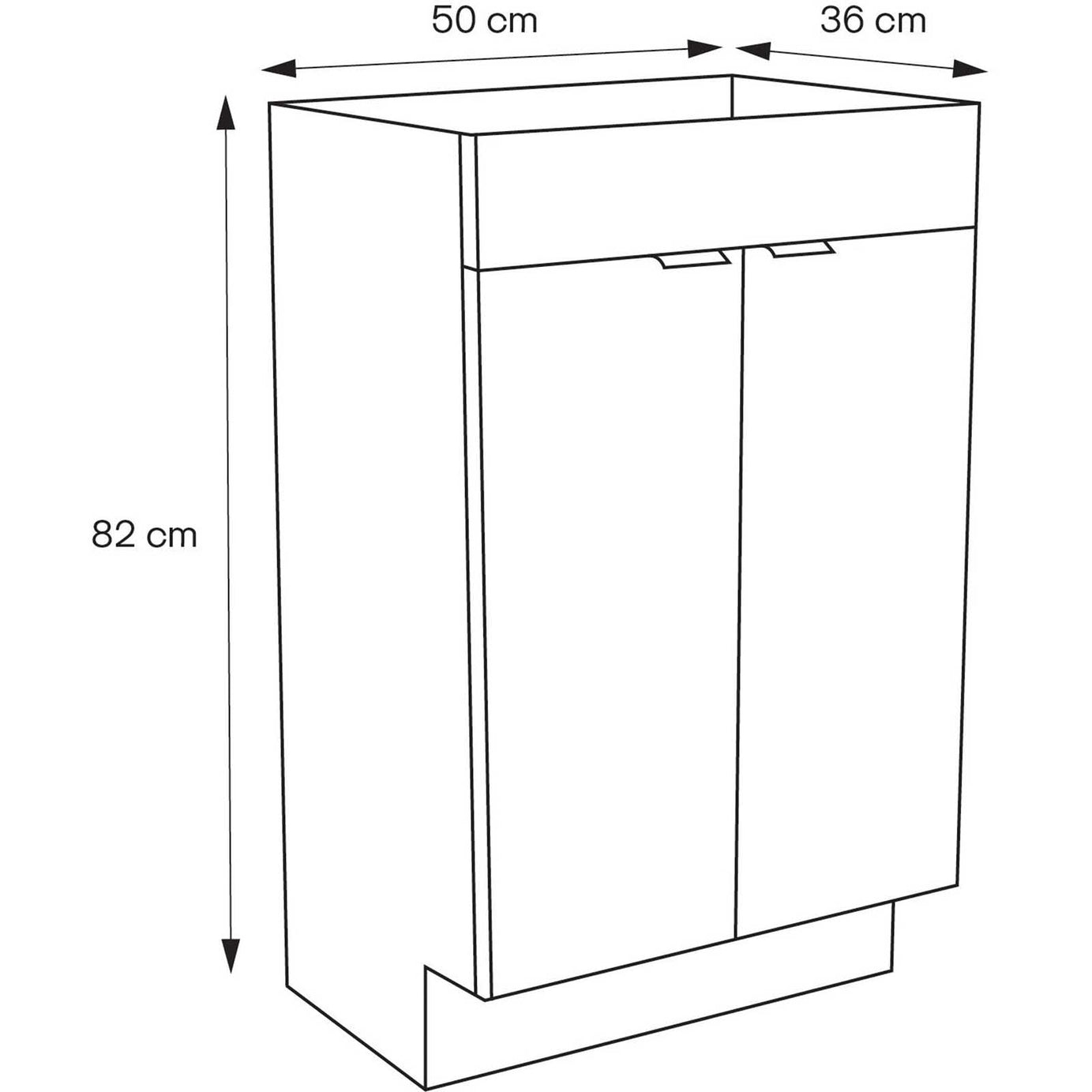 GoodHome Imandra Slimline Gloss Grey Double Bathroom Cabinet (H) 820mm (W) 500mm - Image 2