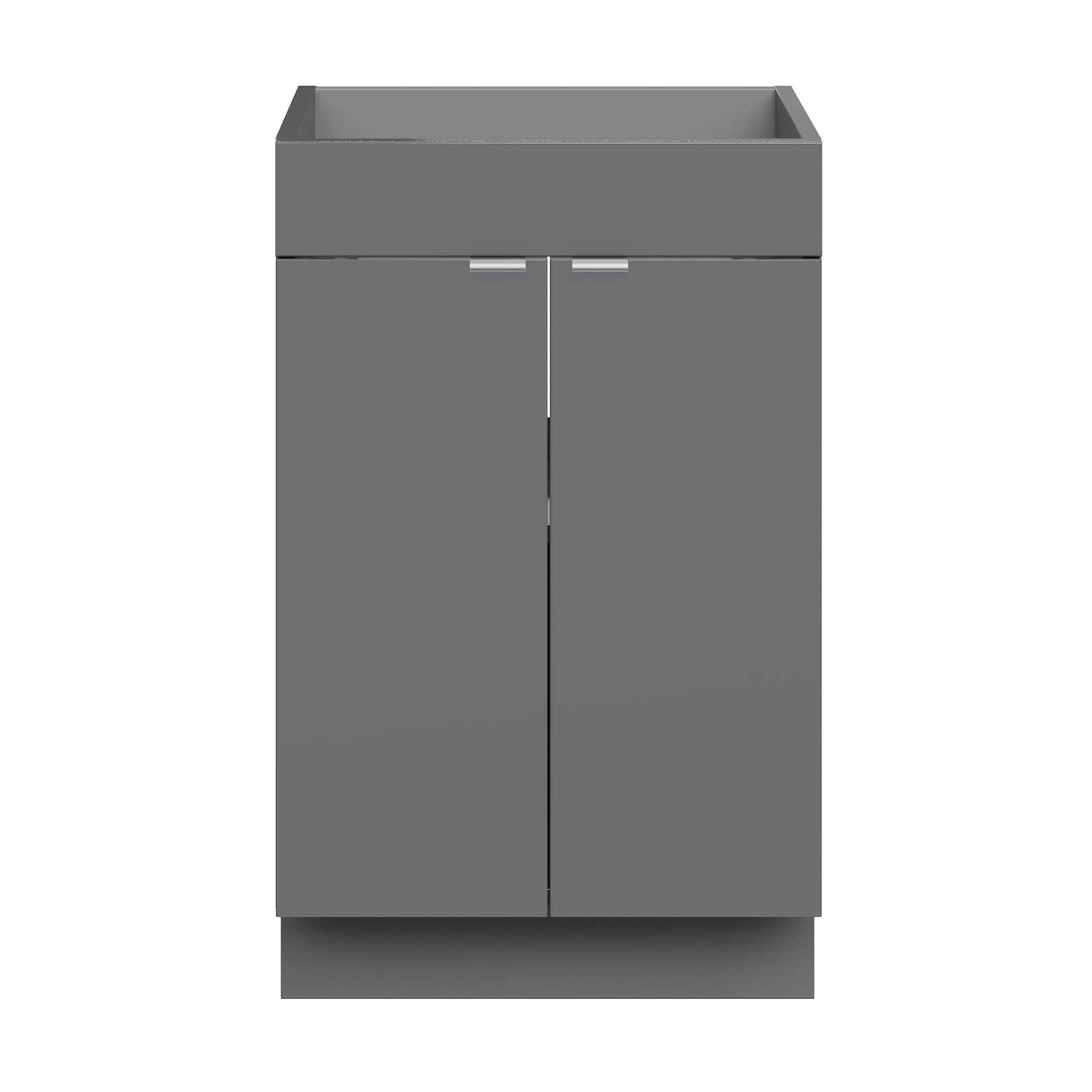 GoodHome Imandra Slimline Gloss Grey Double Bathroom Cabinet (H) 820mm (W) 500mm - Image 4