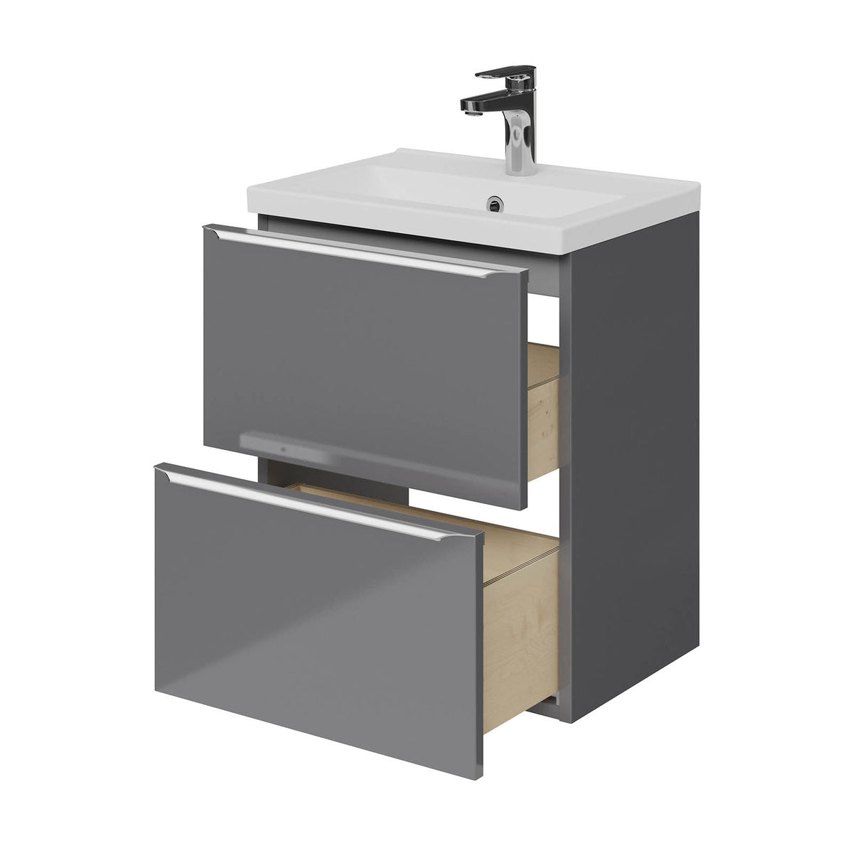Bathroom Cabinet Vanity Unit Imandra Slimline Gloss Grey Wall Mounted Furniture - Image 5