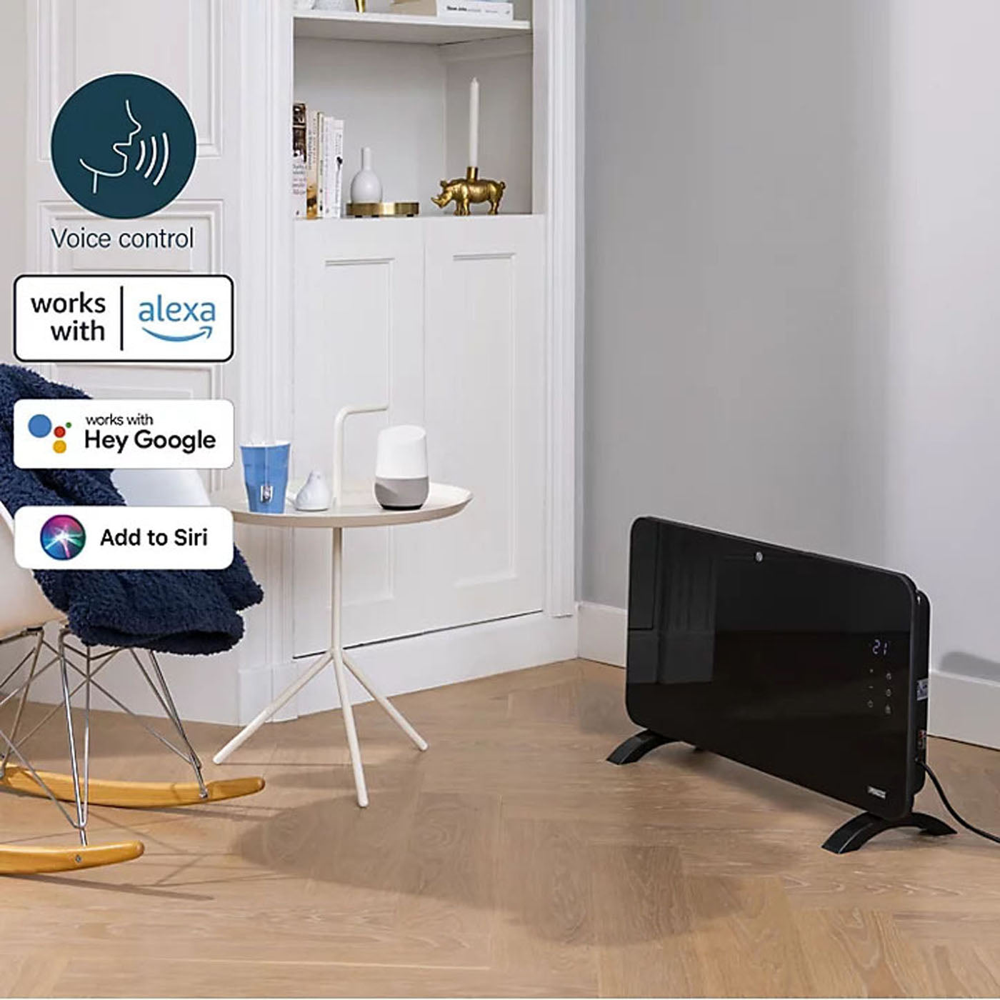Princess Smart Panel Space Heater Electric Black Glass Wi-Fi Portable 1500W - Image 2