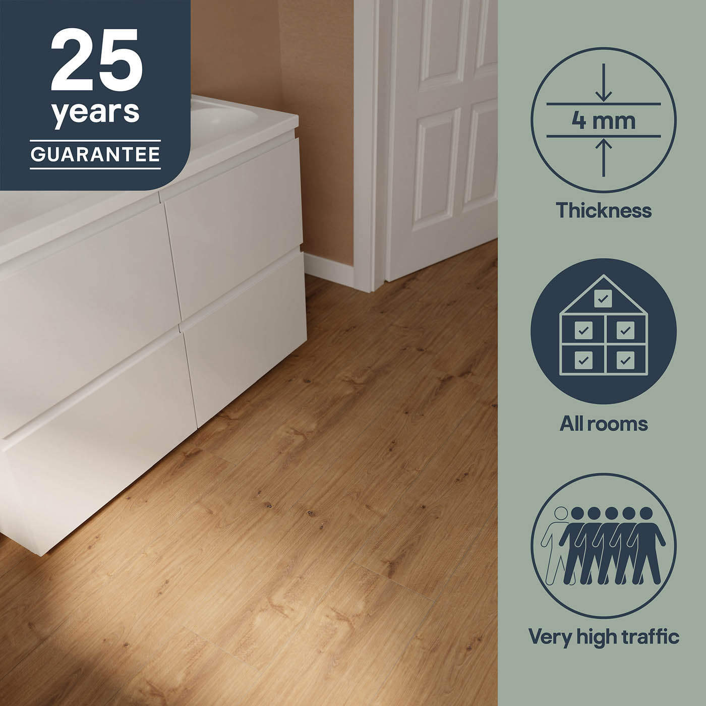 GoodHome Italo Walnut Oak effect Textured Click vinyl Planks, 2.36m² - Image 7