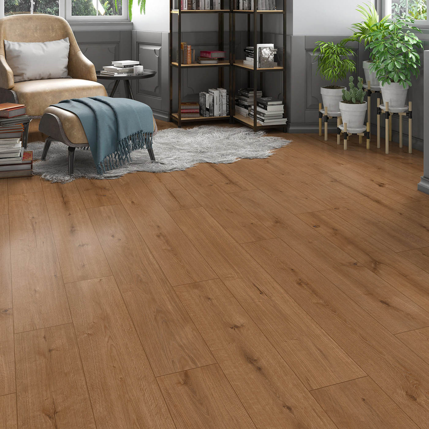 GoodHome Italo Walnut Oak effect Textured Click vinyl Planks, 2.36m² - Image 9