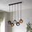 Pendant Ceiling Light 5 Way Black Hanging Adjustable Modern Globe Glass Shades - Image 2