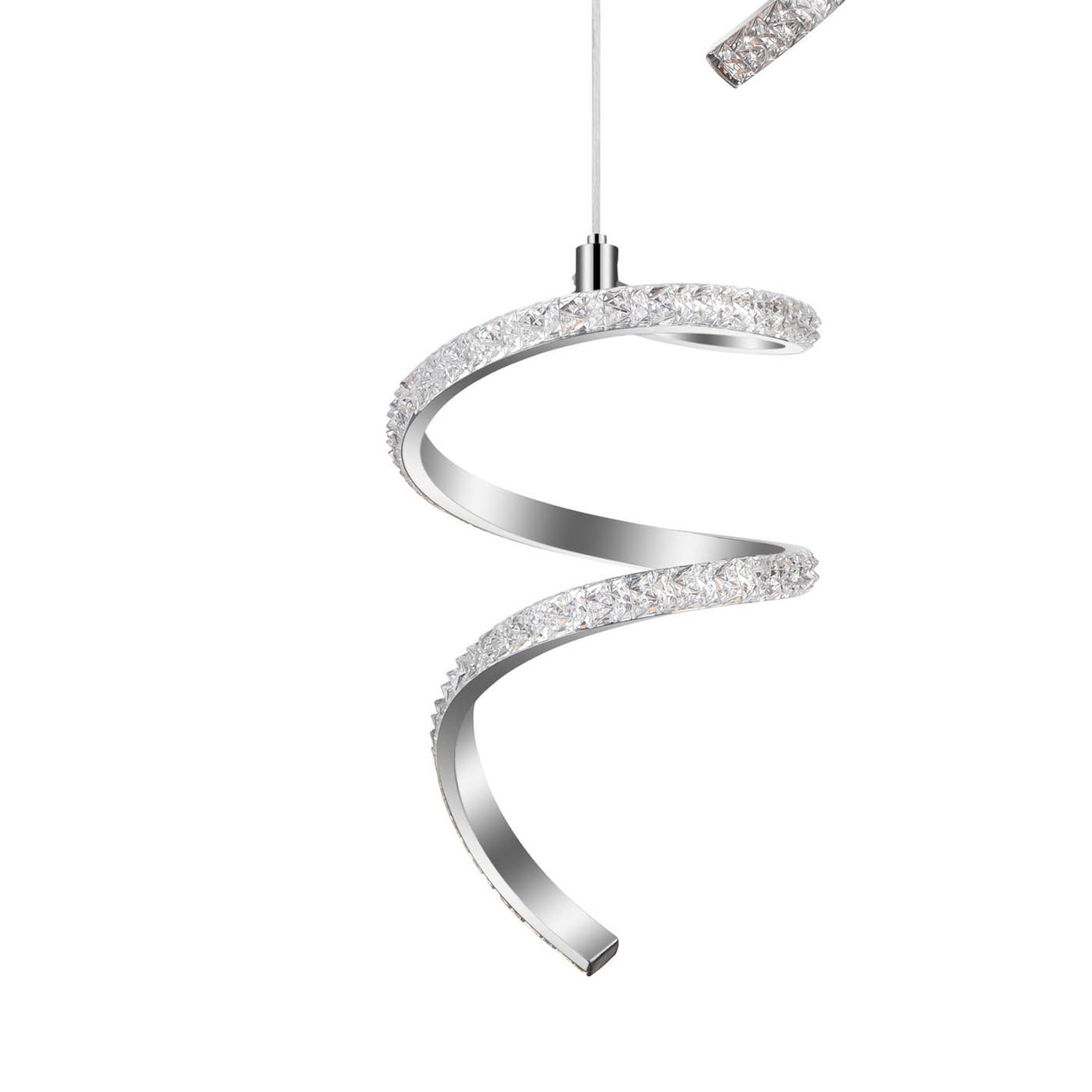 Ceiling Light LED Warm White 3000lm Geometric Chrome Pendant 28W Modern (H)1.27m - Image 4