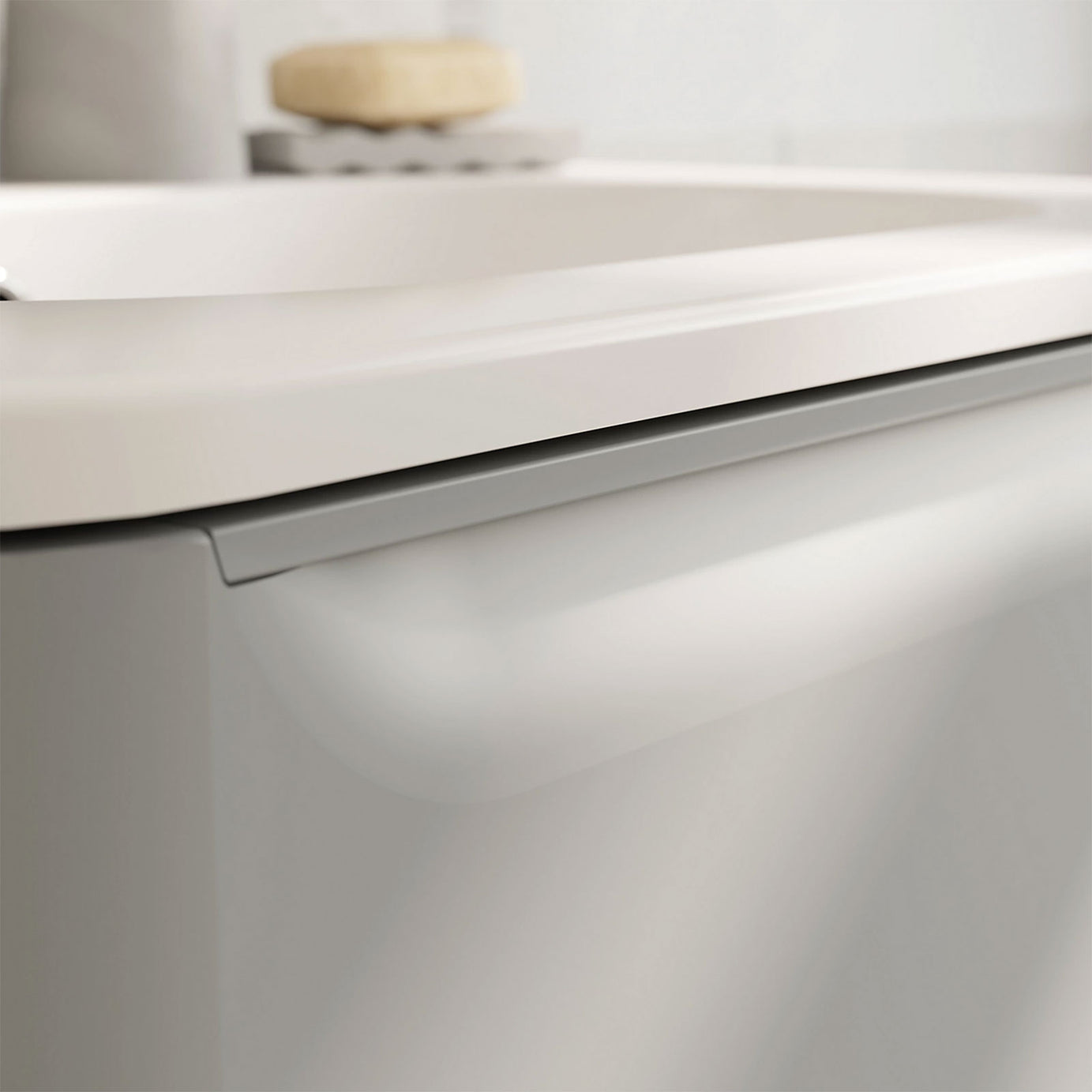 GoodHome Nevado Vanity Basin 60.4cm Satin White Rectangular Resin Sink - Image 6
