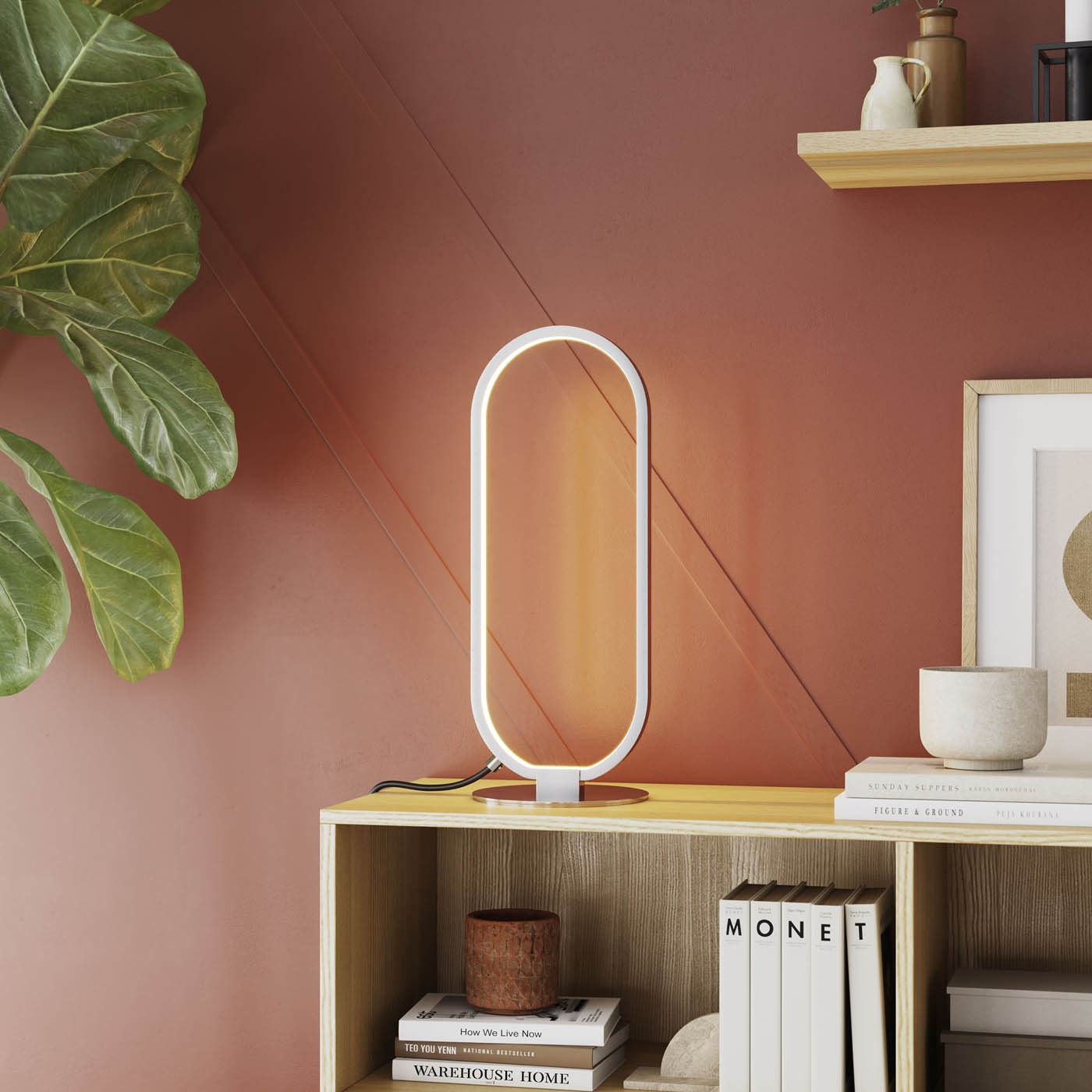 Papua LED Table Lamp Oval Modern Chrome Warm White Decorative Light 3000K - Image 2