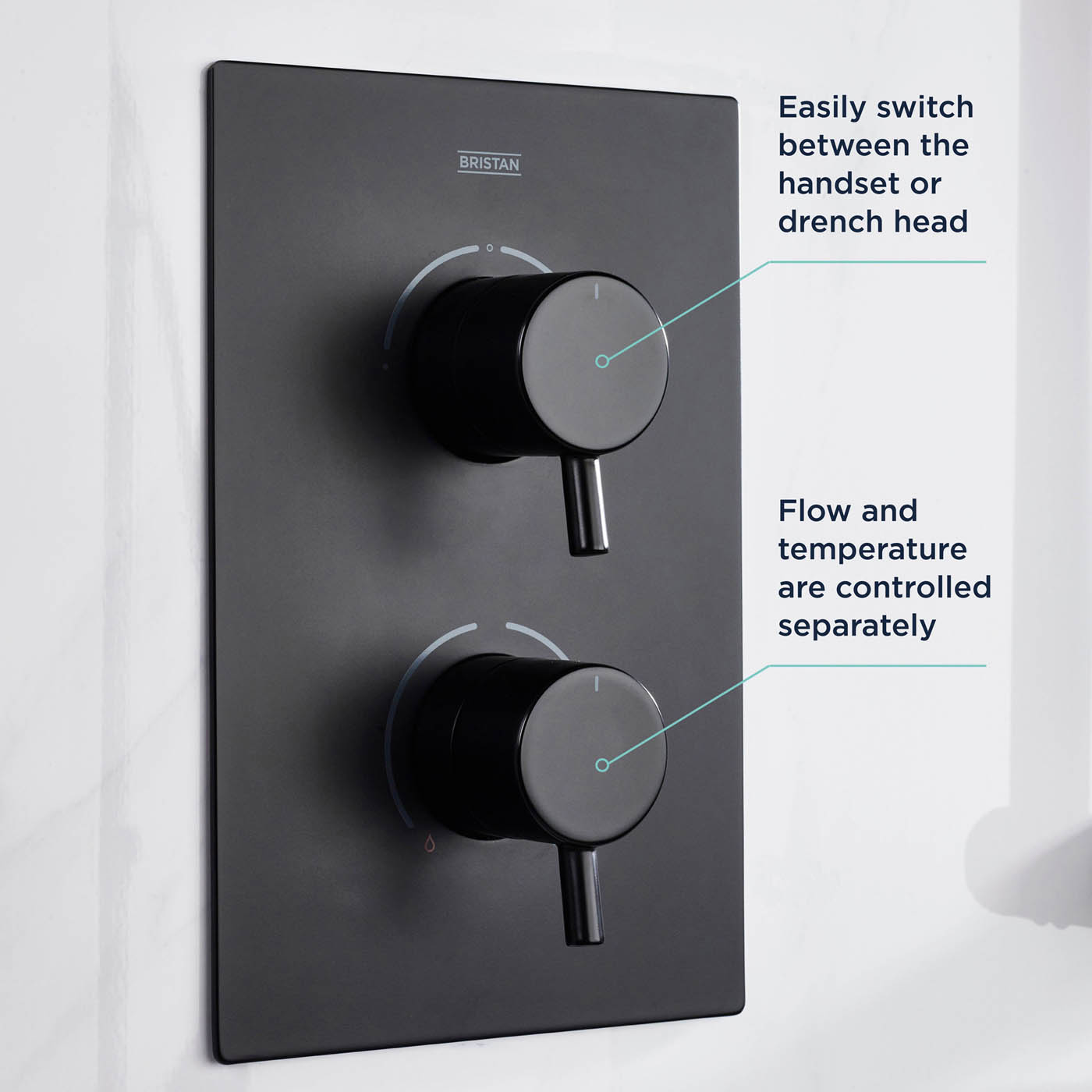 Bristan Thermostatic Mixer Shower Matt Black Recessed Dual Round Head Bathroom - Image 10