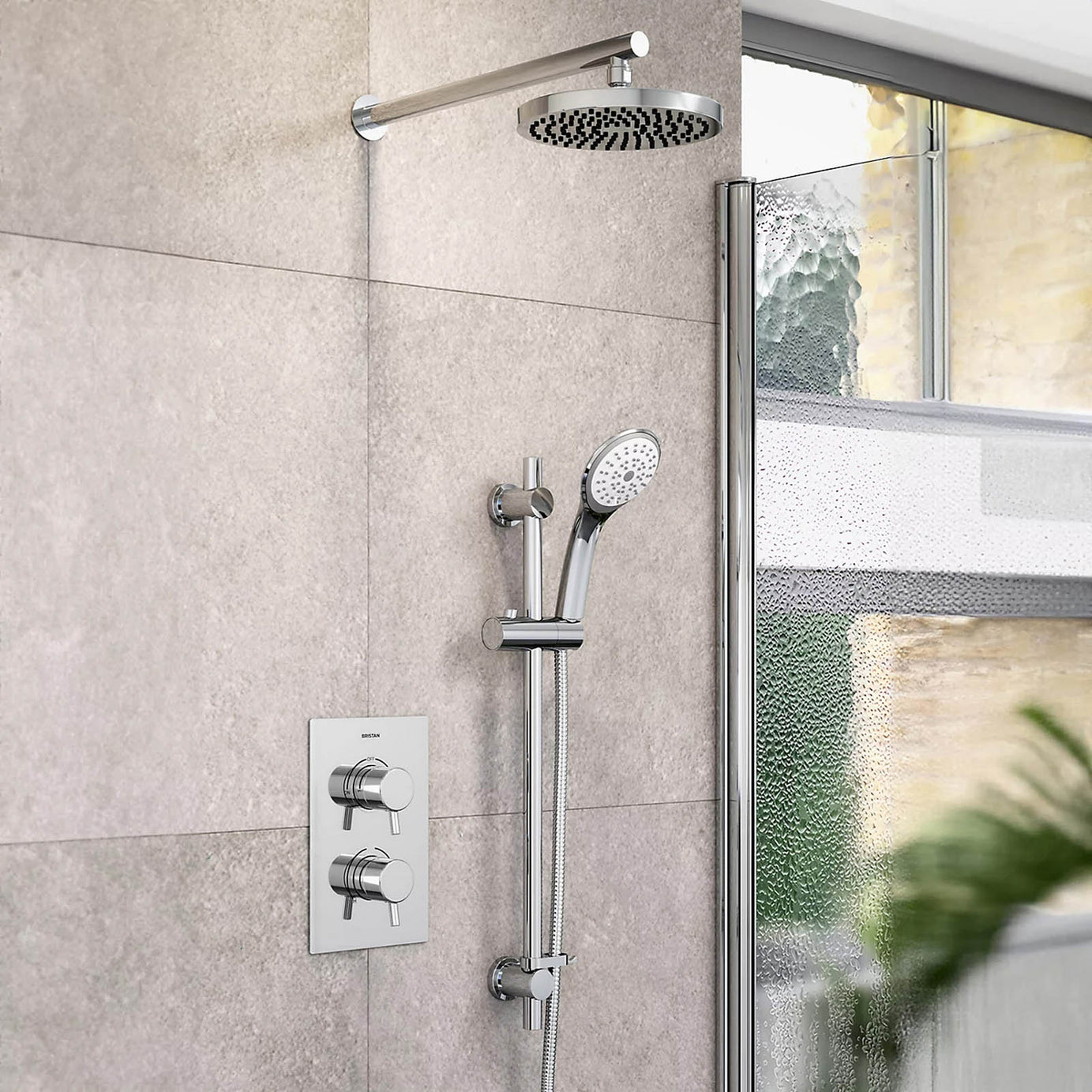 Bristan Divine Thermostatic Mixer Shower 2 Head Chrome Concealed - Image 6